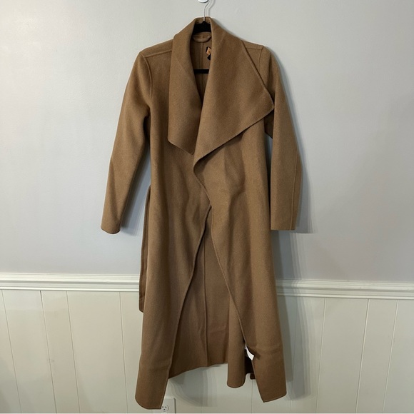 Quince Double-Faced Merino Wool Draped Collar Wrap Coat in Caramel Sz XS NWOT - Picture 2 of 9